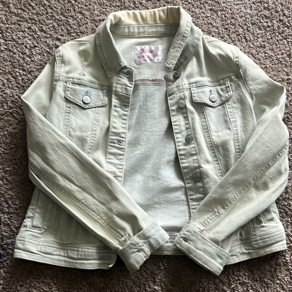 Light blushish-yellow tint Jean jacket, size 14/16